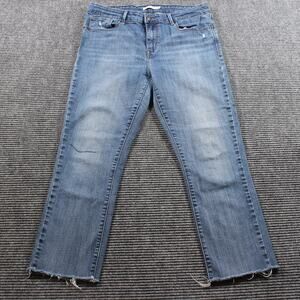 Levi's Mid Rise Skinny Jeans Women's 32x26 Blue Raw Hem Stretch